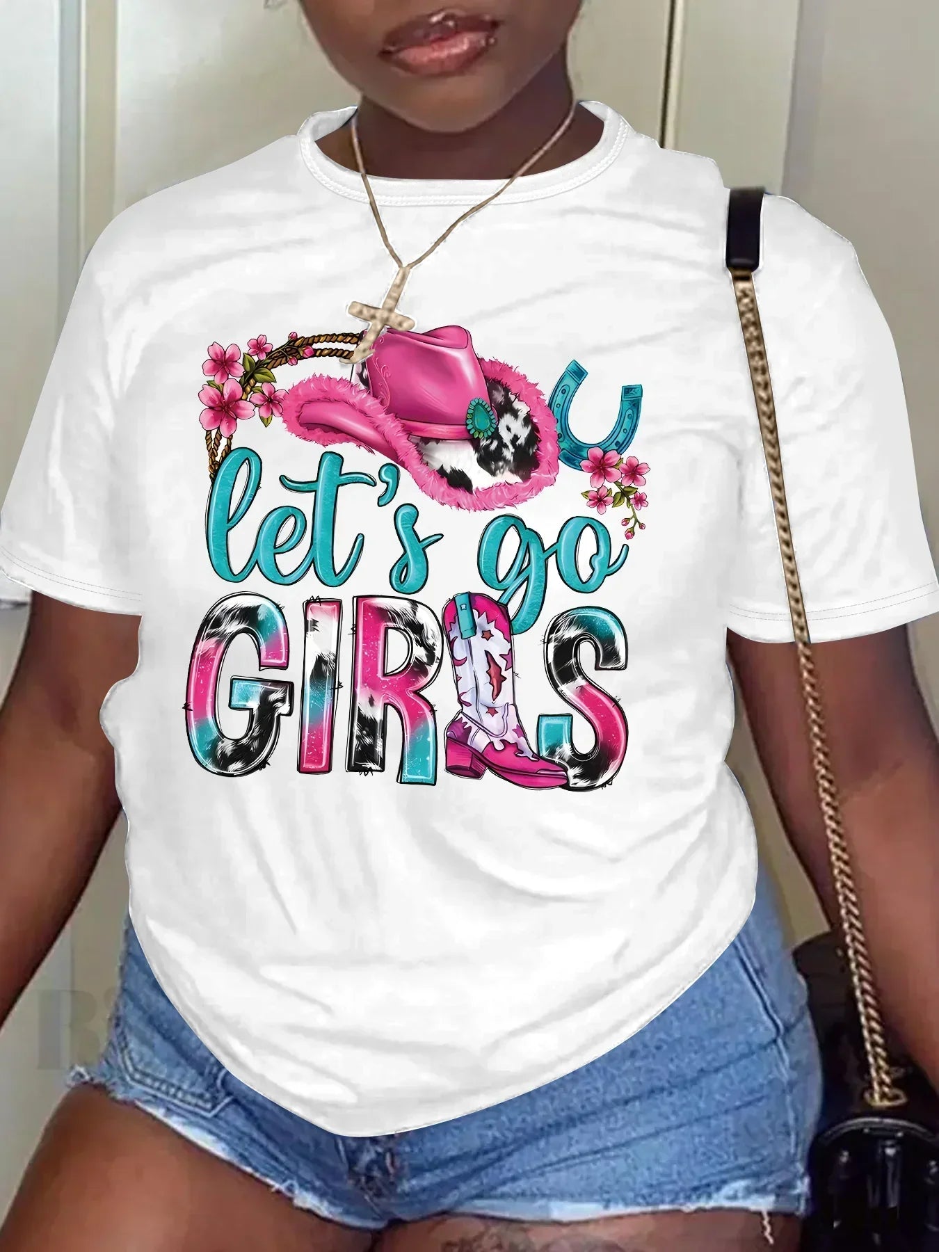 Women Plus Size Round Neck Short Sleeve Printed Casual Loose Trendy Plus Size T-Shirts.   XL-5X