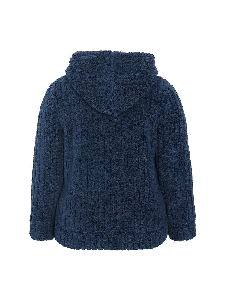Plus Size Women's Casual Hooded Jacket Solid Colour Jacket