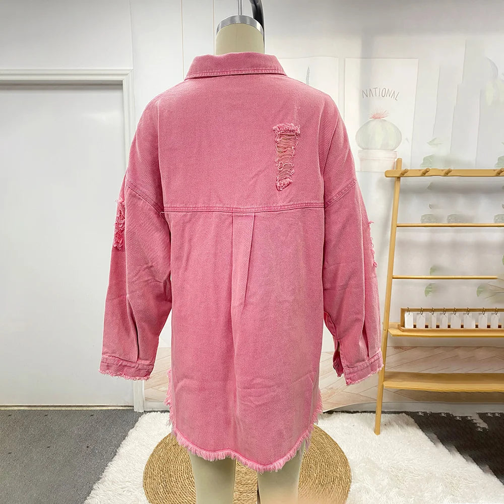 Shirt/Jacket  Women Jean Vintage Y2k Jacket Street wear.  S-XL