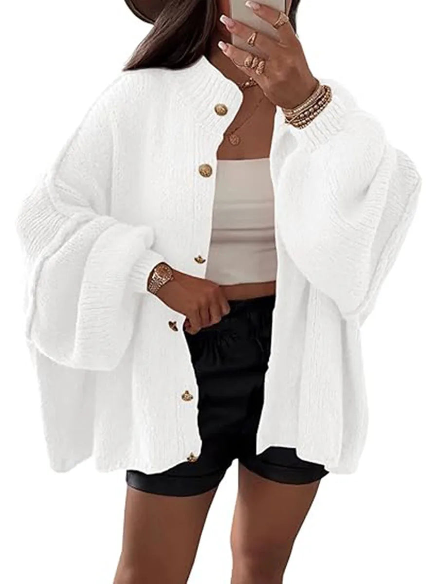 Knitted Lazy Style Oversized Long Sleeve Women Loose Button Cardigan Sweater