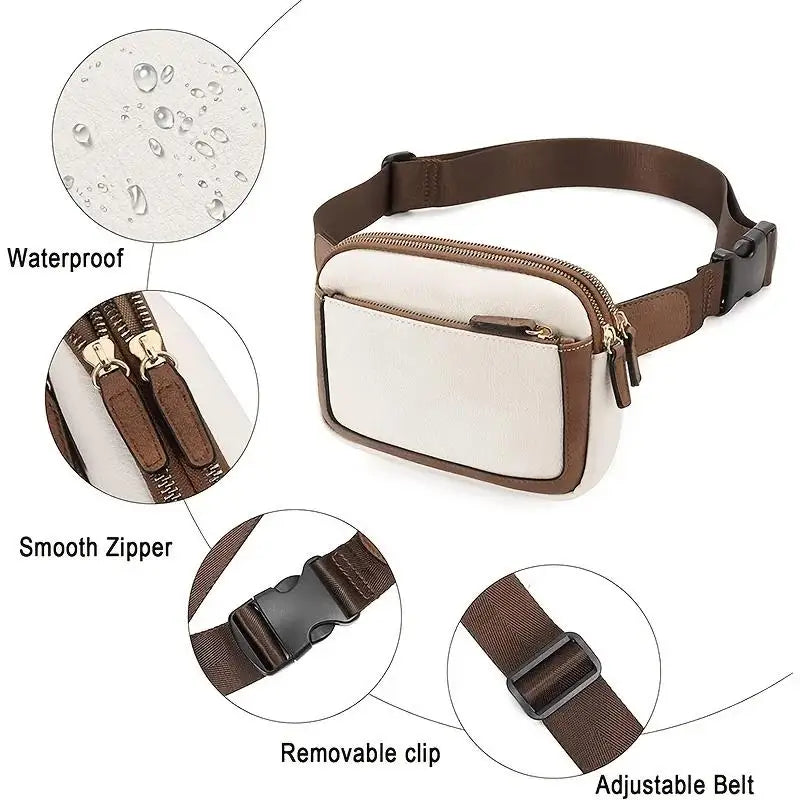 Ladies  Leather Waist Pack Cross body/Chest Bag Water-Proof Belt Bag