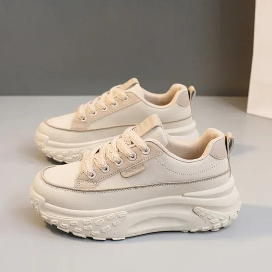 Women Platform Adds Height and very comfortable ,Anti-slip Wear-resistant Leather Casual Sports Shoe