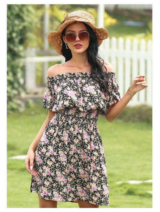 2025 Spring and Summer New Women's Printed Midi Dress .  S-3X