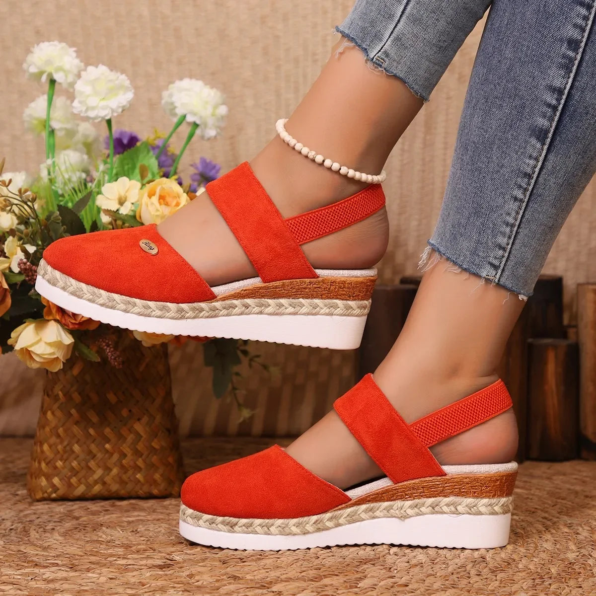 Women High Quality Closed Toe Wedge Comfortable Sandals