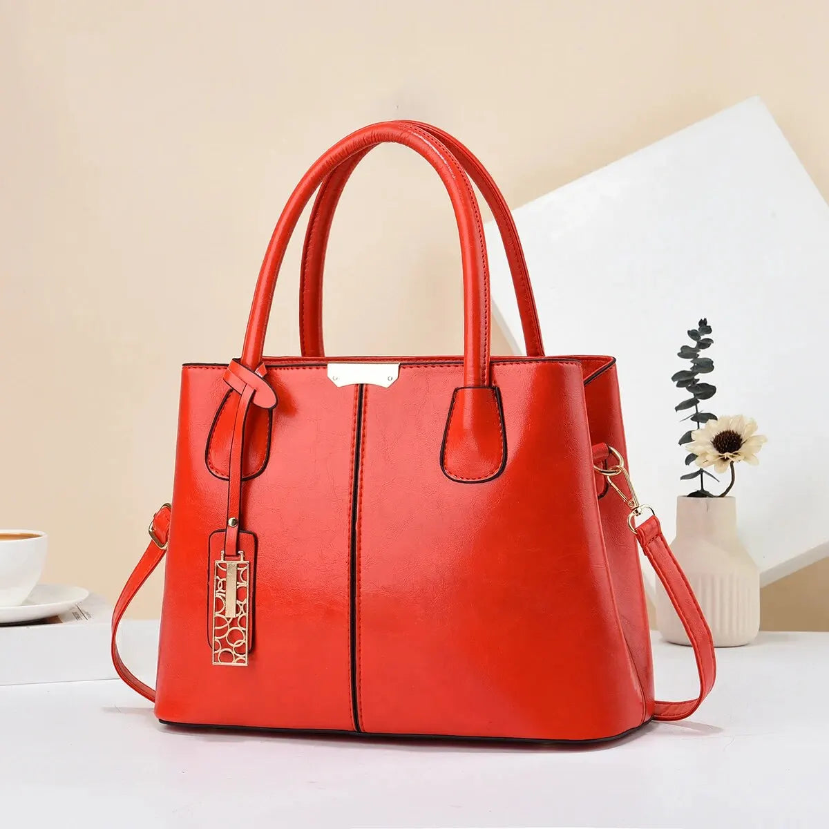 Retro Solid Color Handbags For Women, Elegant PU Leather Cross-body Bag, Trendy Office & Work Purses