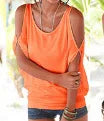 Sexy Batwing  Summer Women V Neck Short Hollow Out Sleeve Solid Colour Loose Top.  S-3X
