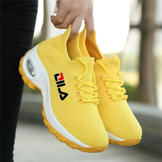 Women Tennis Breathable Mesh Height-increasing Slip-on Sneakers Thick Bottom Platform