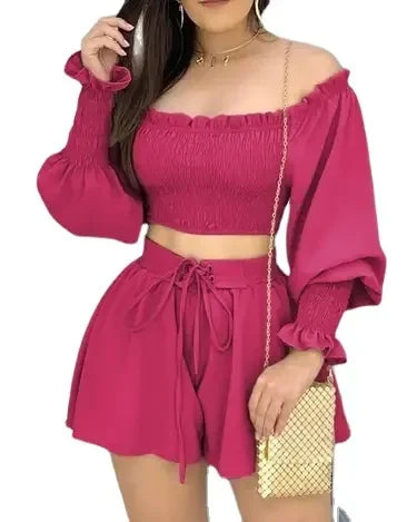 Long Sleeve Polyester Summer Fashion Casual Women's Elegant Quality Versatile Set.  S-2X