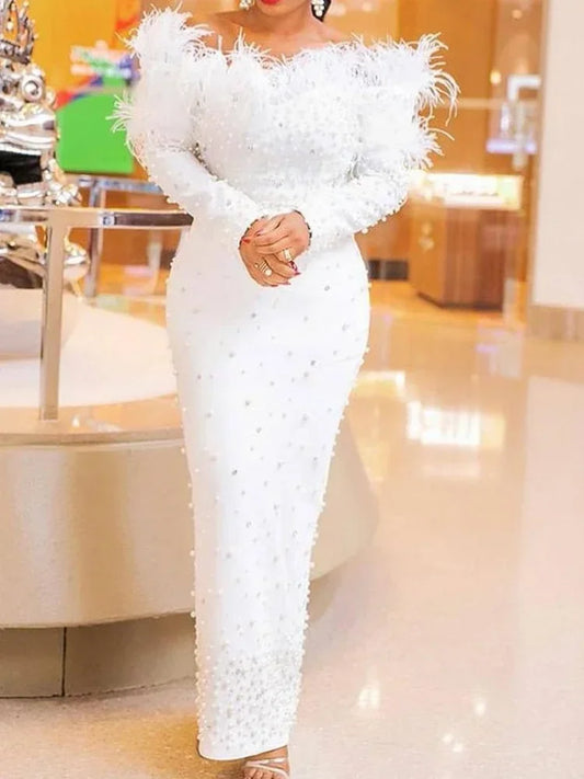 Women Long Sleeve elegant Party Dress. S-2xL