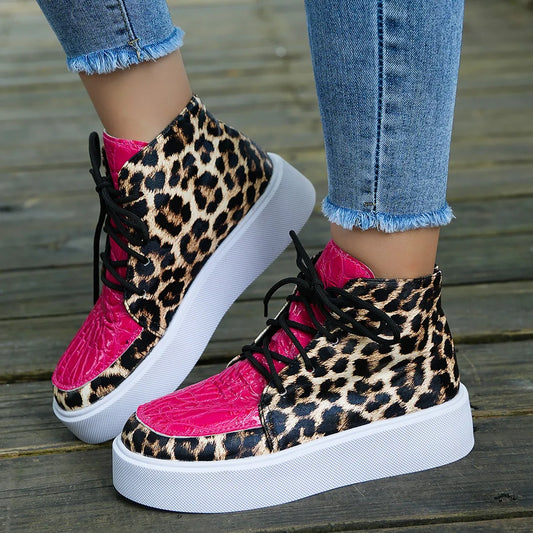 Woman's Sneakers Flats Casual Comfortable Urban Fashion Leopard Print