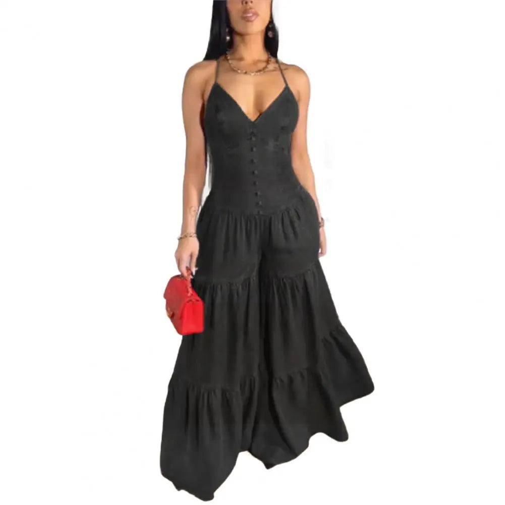 High-quality Jumpsuit Stylish Women's Sleeveless Jumpsuits Casual Flowy Overalls Sexy Halter Rompers for Summer for Jumpsuits