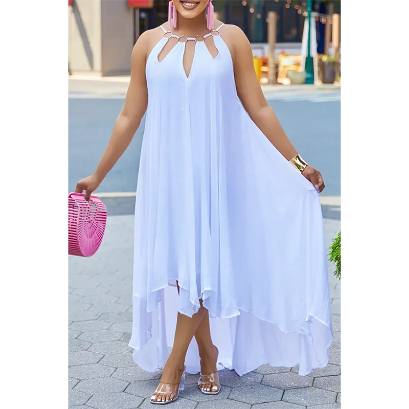 Women's Curvy Size Shift Dress Half Sleeve Pleated Beach Bohemian Linen Summer Dress .