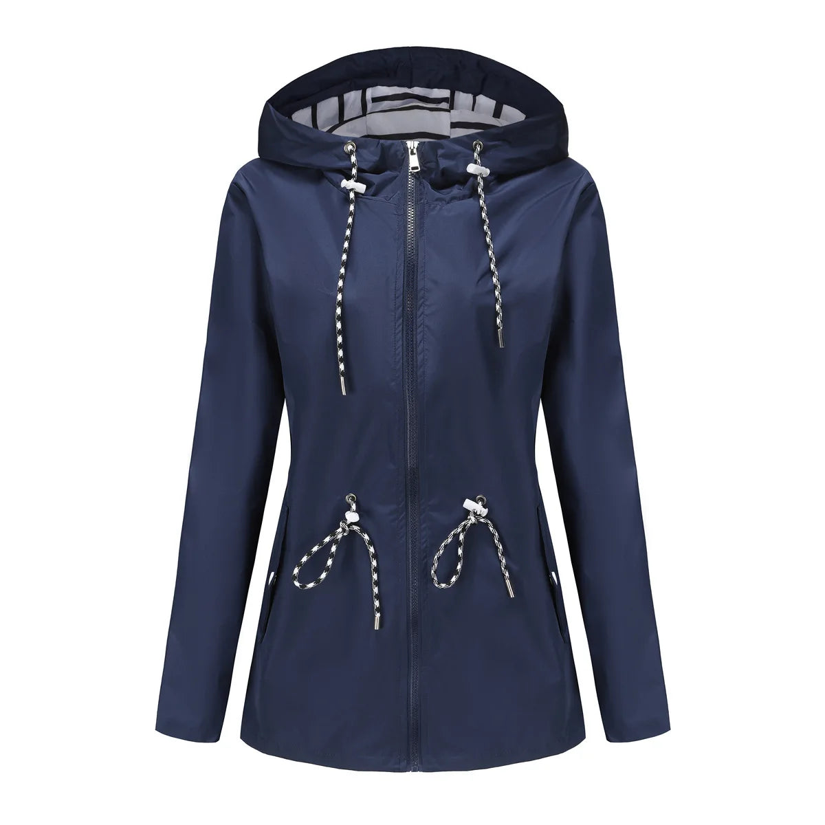 New long-sleeved waterproof long windbreaker, women's hooded raincoat.  S-3X