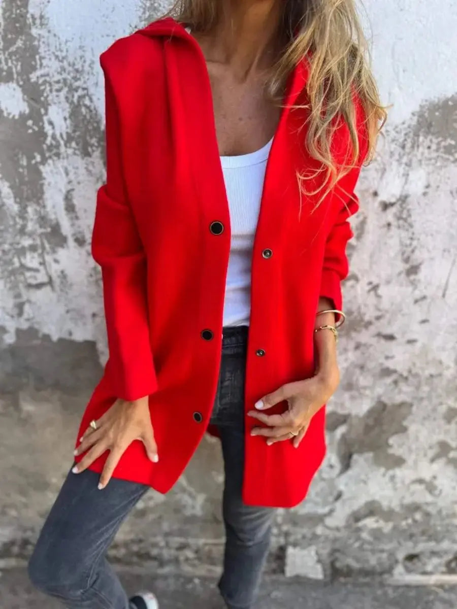Long sleeve solid colour all season coat.  S-3x
