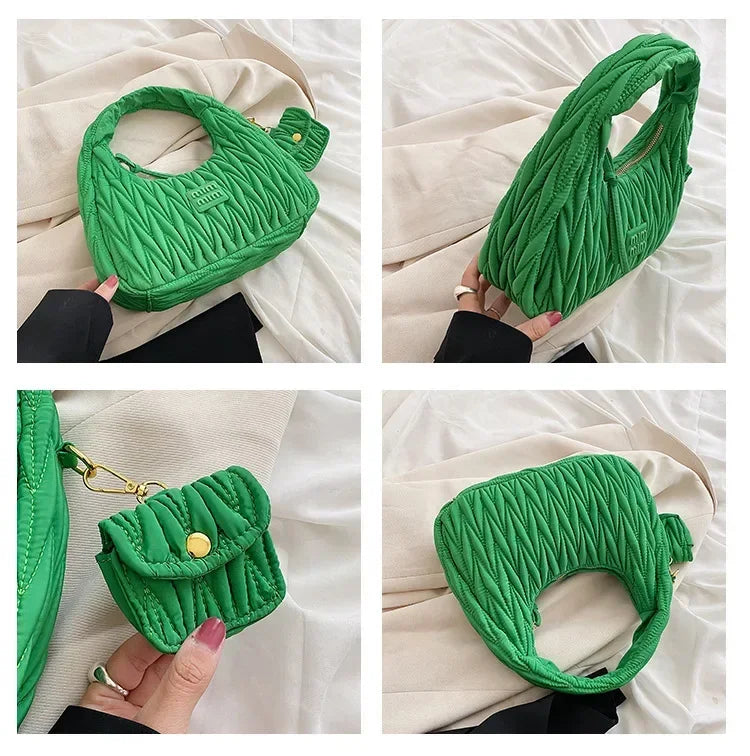 Luxury Designer Handbag  Fashion Cloud Bag Retro Pleated Dumpling Style