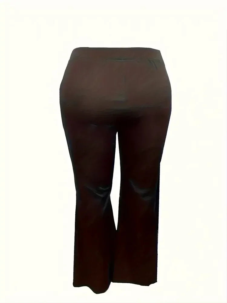 Plus Size Casual Black High Waist Lace Flare Leggings Sexy Vintage Women Pants