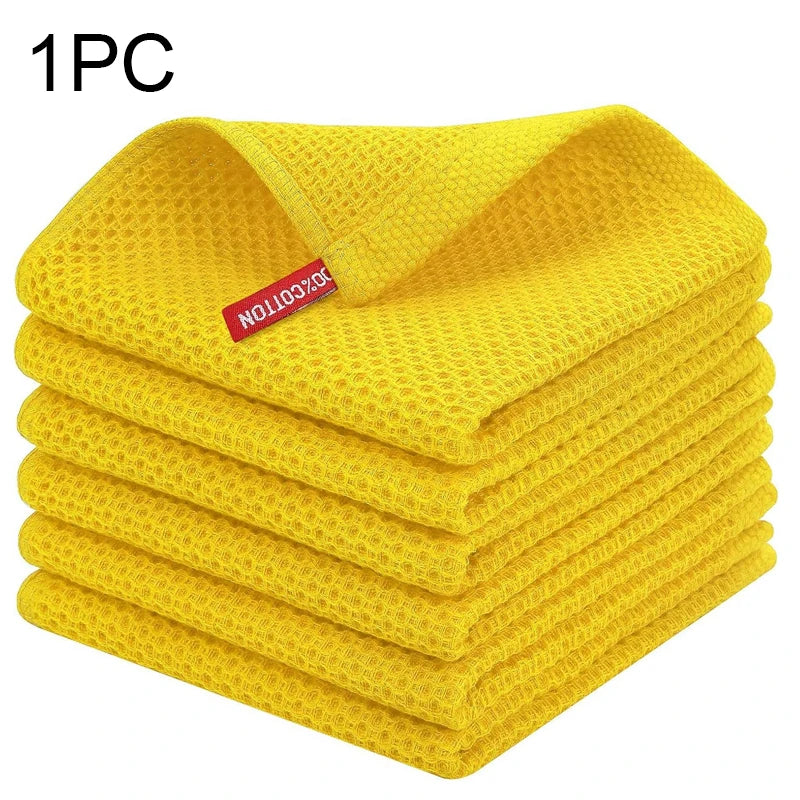 Cotton Rag Honeycomb Grid Dishcloth Towel Soft Absorbent Breathable Quick-drying Dish Cloth Hand Towels For Kitchen Cleaning