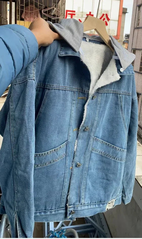Fashion Denim Coat Women 2025 Autumn New Zipper Thick Jacket.  S-5x