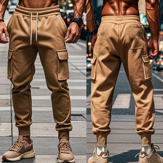 Men Cargo Pant Spring Skinny Pockets Casual Sports Drawstring Pant.  S-3X
