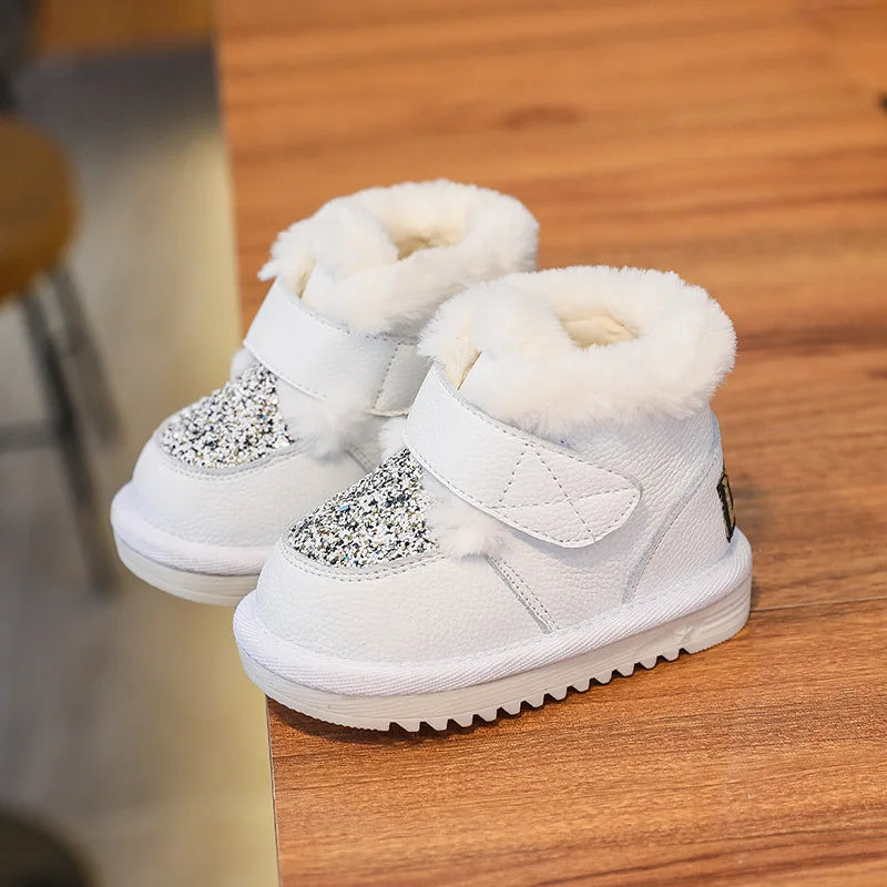 Quality Toddler Baby Plush Warm First Walkers 0-3years Infant Kids Soft Bottom Non-slip