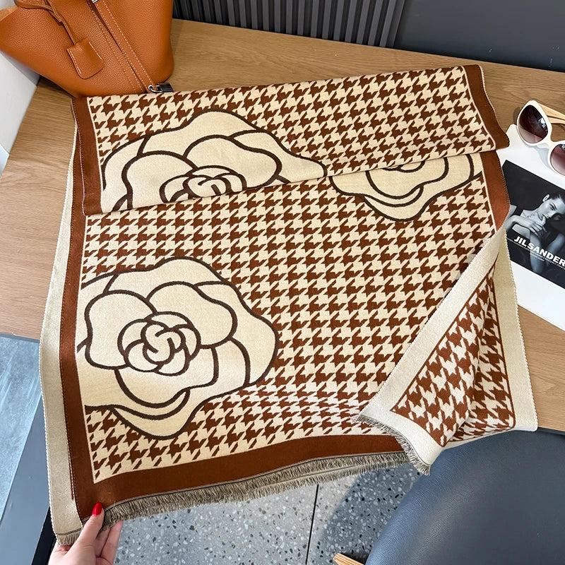 Fashion Print Cashmere Women Two-sided Scarf Winter Warm Shawl and Wrap Pashmina