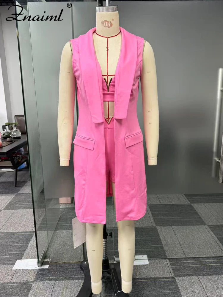 New Women's Fashion Tank Top and Shorts 3 Pieces Set with Vest Summer Casual Vacation Or Party Outfit.  S-3x