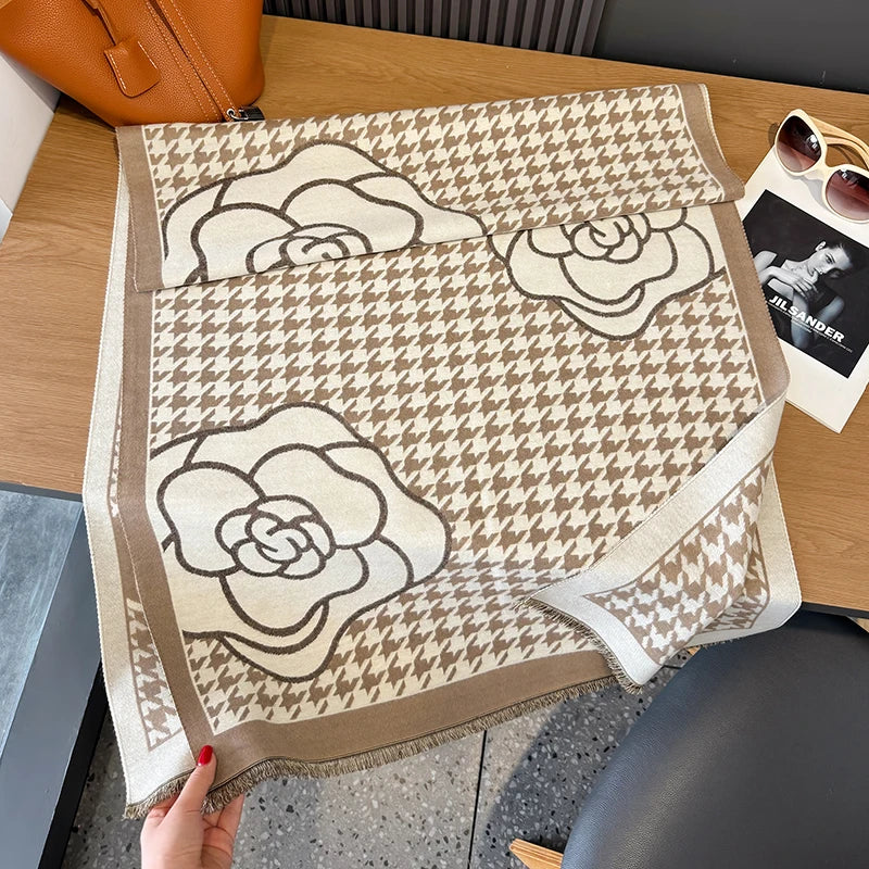 Fashion Print Cashmere Women Two-sided Scarf Winter Warm Shawl and Wrap Pashmina