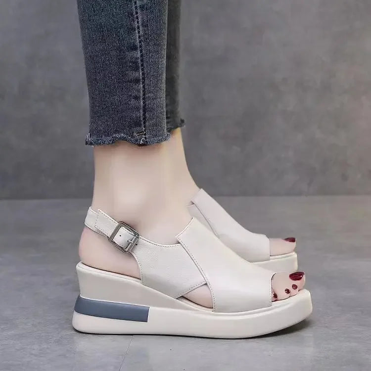 Summer Wedge Platform Very Comfortable Sandals Fashion Soft Solid Colour.