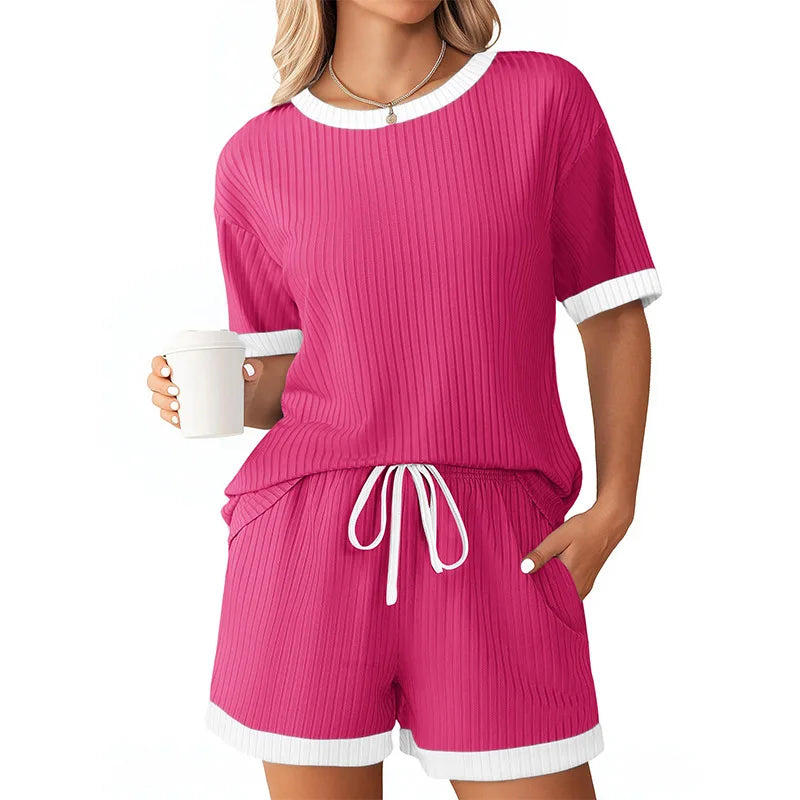 New Casual Loose Short Set For Women 2025 Elegant Summer Two Pieces Outfit.  S-2X