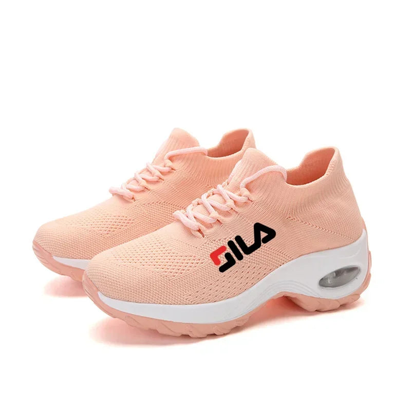 Women Tennis Breathable Mesh Height-increasing Slip-on Sneakers Thick Bottom Platform