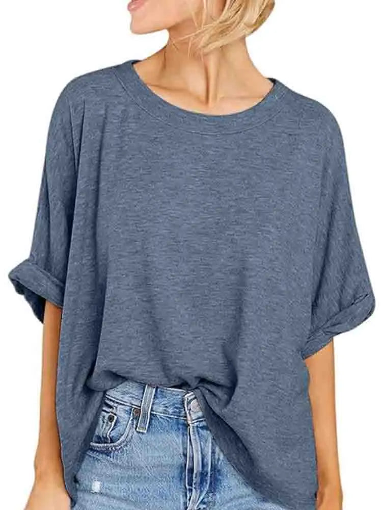 Women's  Quality Over size Short Sleeve Casual Loose Basic Tee.  S-2XL