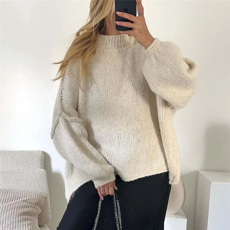 Womens Oversized Sweater Chunky Knit Pullover Cable Mock Neck Fall Sweater Pullovers Trendy Winter Clothes.  S-L