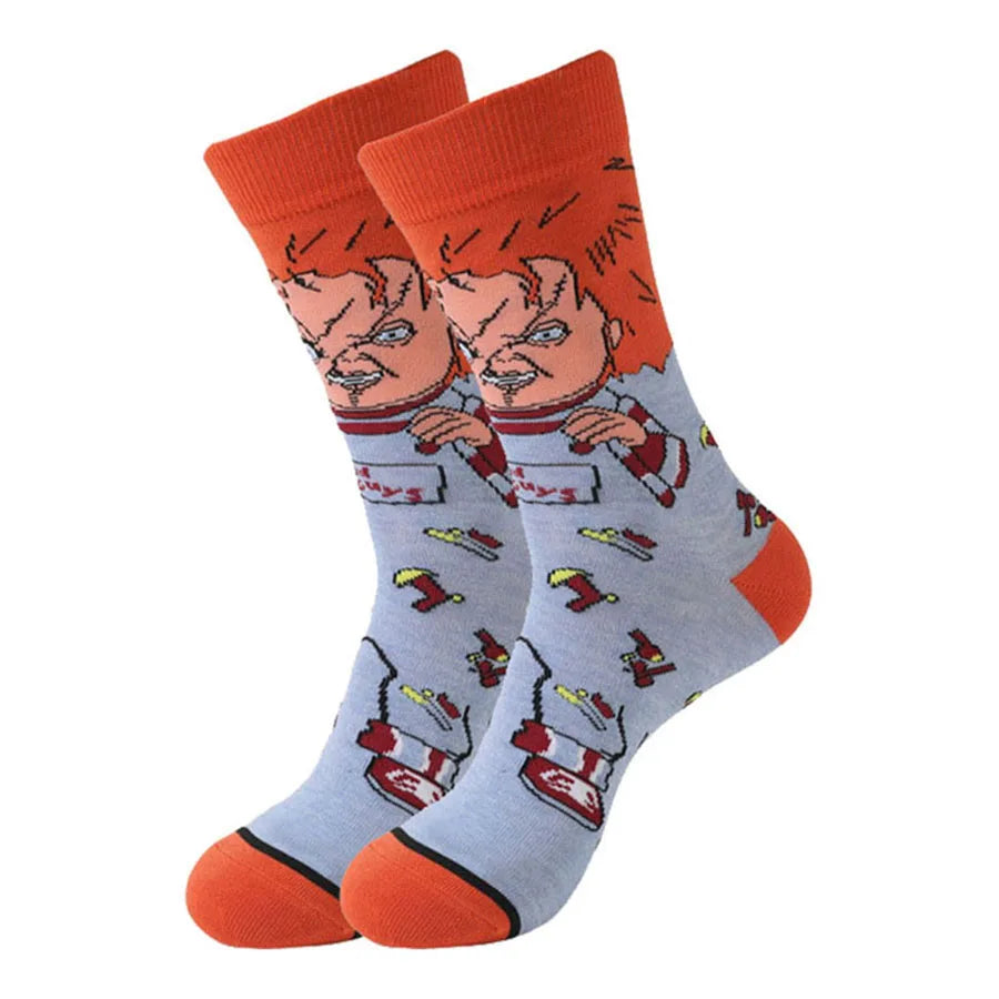 cartoon gamers anime socks men women crew socks Christmas Halloween novelty funny happy crazy street style skate socks