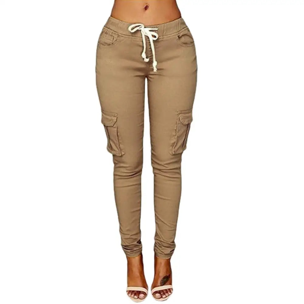 Women Casual Pants Solid Slim Multi-Pocket Comfortable Pants.  S-4X