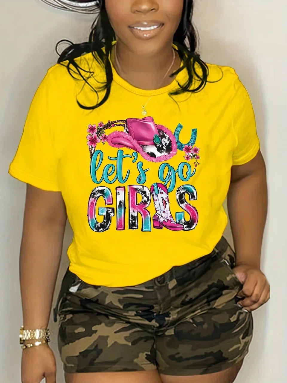 Women Plus Size Round Neck Short Sleeve Printed Casual Loose Trendy Plus Size T-Shirts.   XL-5X