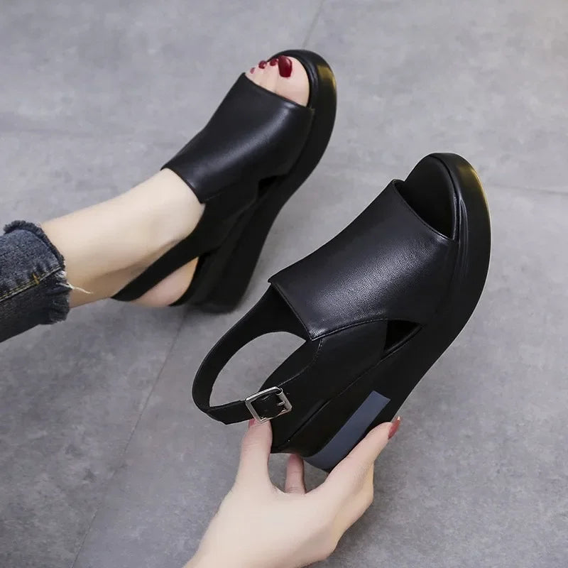 Summer Wedge Platform Very Comfortable Sandals Fashion Soft Solid Colour.