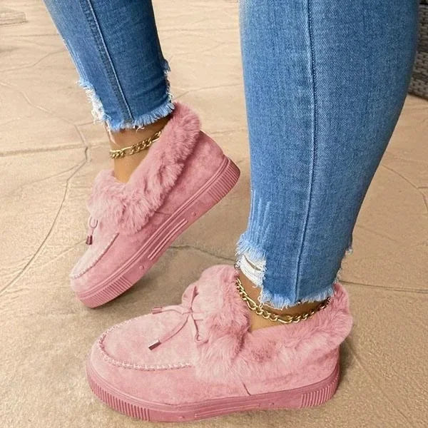 Solid Color Women Winter Cotton Plush Warm Casual Boot/Shoe .