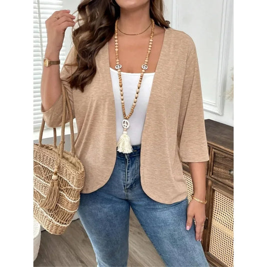 Plus Size Women's Hem Casual Cardigan Fashion Layering Comfortable and Trendy Cardigan.  !X-5X