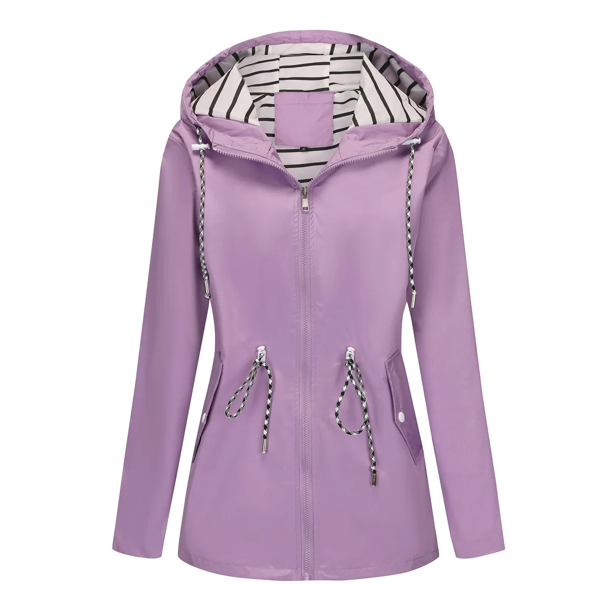 New long-sleeved waterproof long windbreaker, women's hooded raincoat.  S-3X