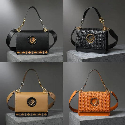 New Hollow Carved Square Bag Luxury Design Clam shell Metal Real Leather Material.
