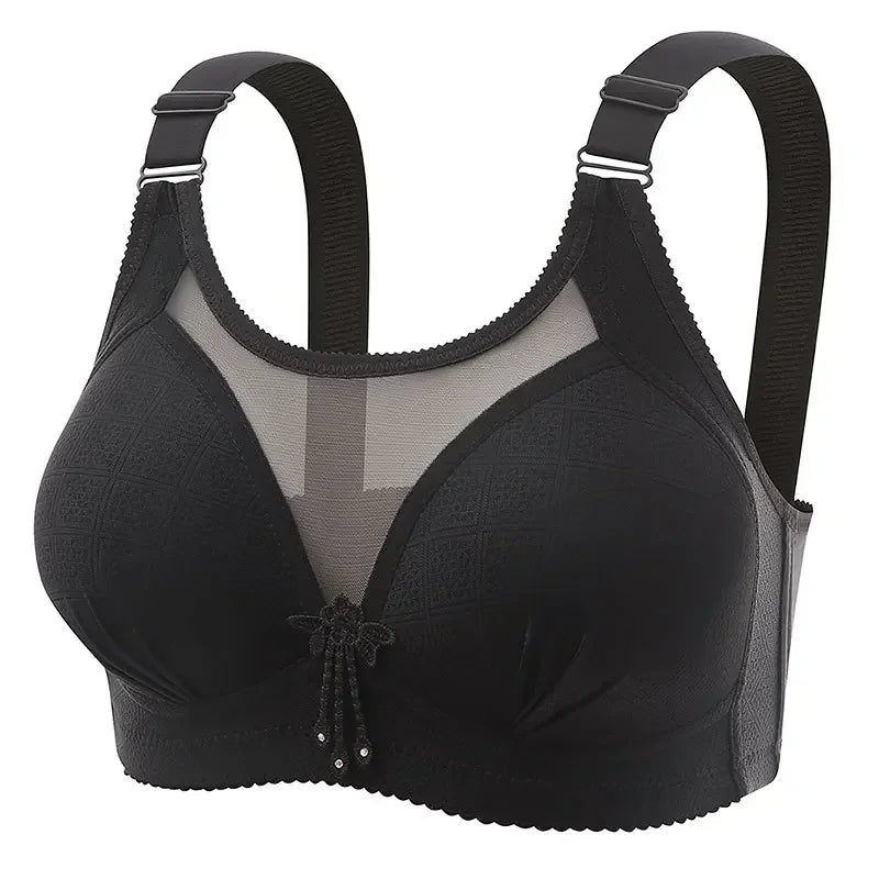 Women Plus Size 36-44 Comfortable No Steel Fashion Bralette Tops Middle Aged Lingerie Soft Solid Push Up Underwear Mother Bra
