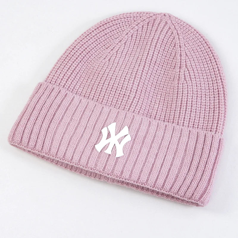 Unisex Keep Warm Autumn Winter Knitted Hat Female MY Letter Embroidery Hip-hop Hat Beanies Hats .