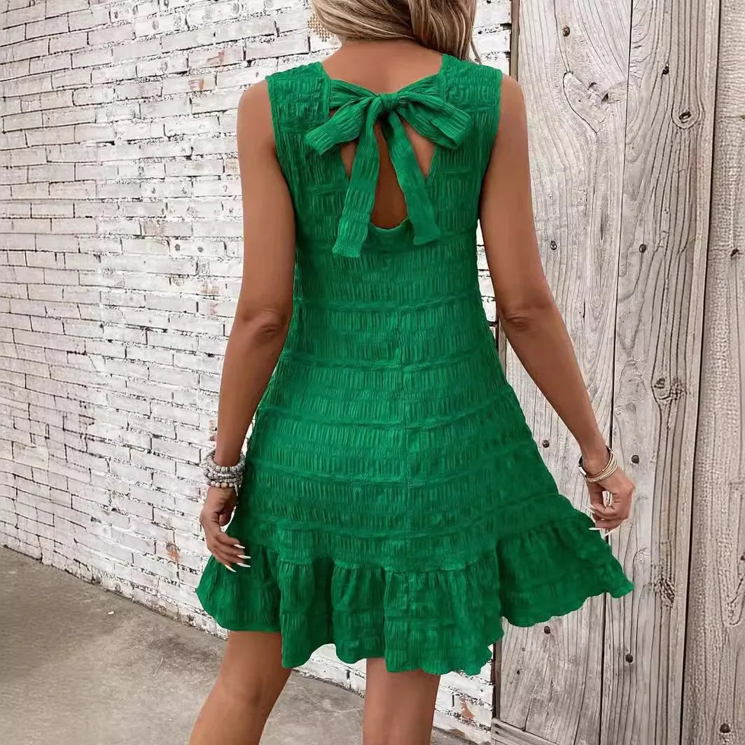Summer Sleeveless Ruffle Mini Dress Casual Loose Fit Great For All Occasions.  S-xxL