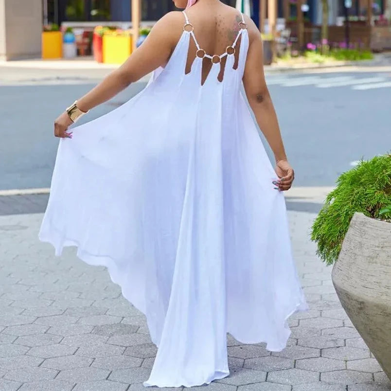 Long Dress Women Summer Loose Waist Casual Sleeveless Dress.  S-3x
