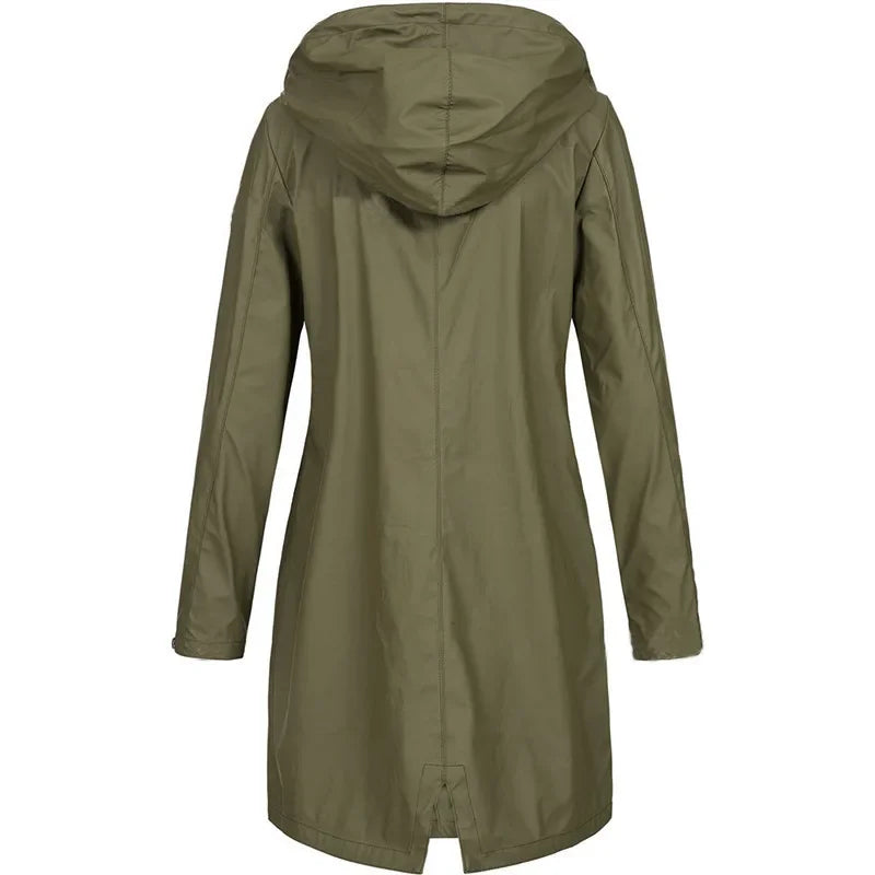 New Autumn Winter Outdoor Solid Zipper Mountaineering Jacket  Mid length Women's Windbreaker Not Waterproof.   S-3X