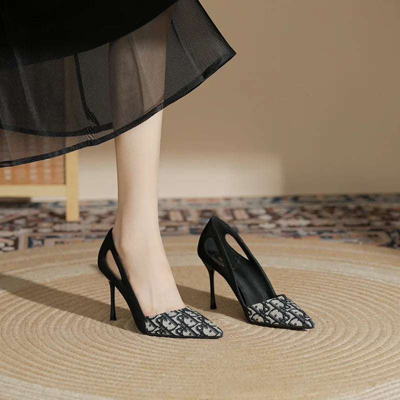 Embroidered Ladies Fashion Pointed Heeled 2025 New Luxury Heeled Women's Shoes