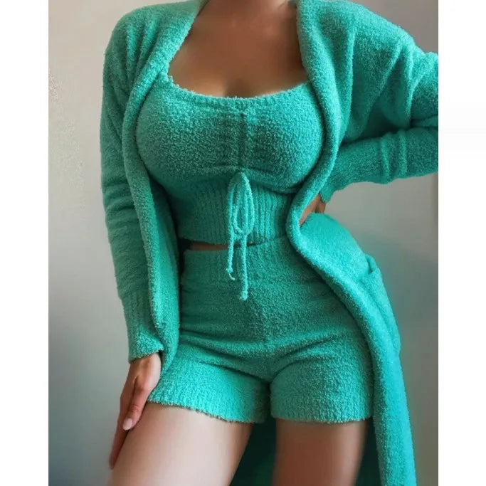 3pcs Women's Plush Pajama's/Lounge wear.