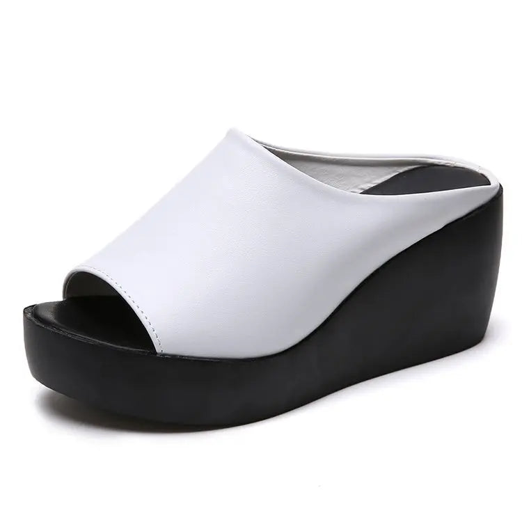 Woman Summer Wedges Peep Toe Casual Slides