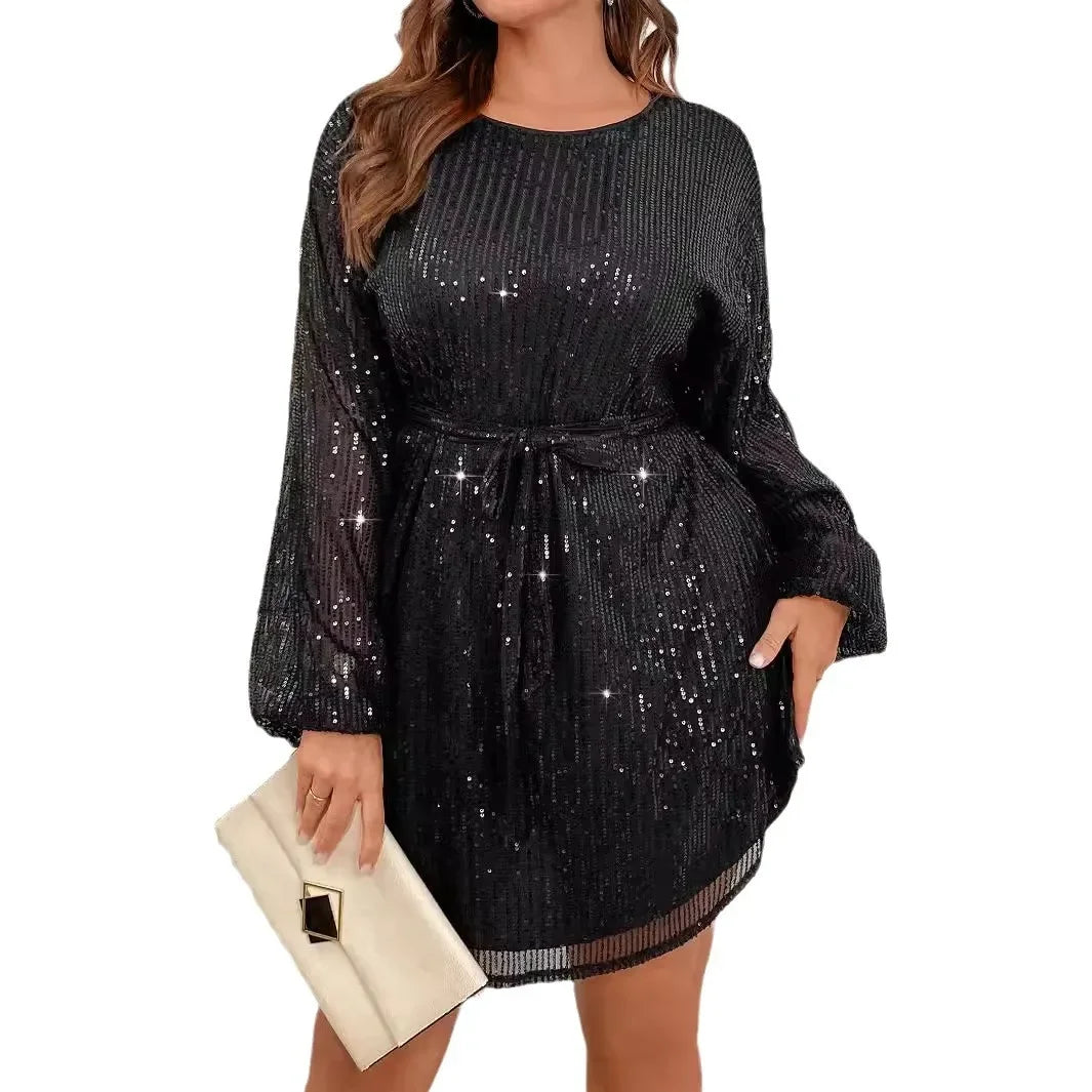 Plus Size New Women's Dress Glitter Belted European Style Cross. Can Also be worn as a Top  with Pants depending on your height.