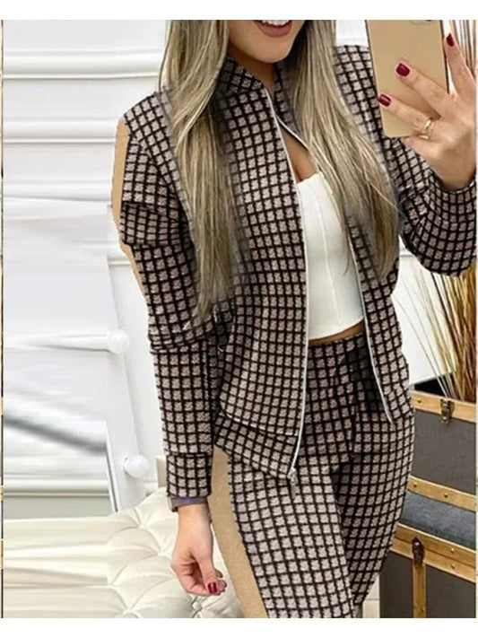 Woman 2 Pieces Suit Zipper Jacket And  Pants Tracksuit Casual 2025 Set.  S-XL
